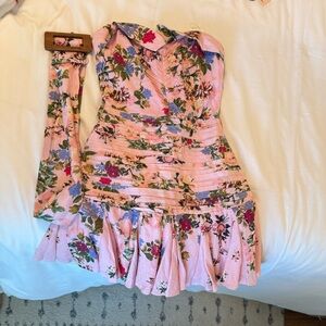 Hemant and Nandita Floral Pink Ruffle Wrap Dress